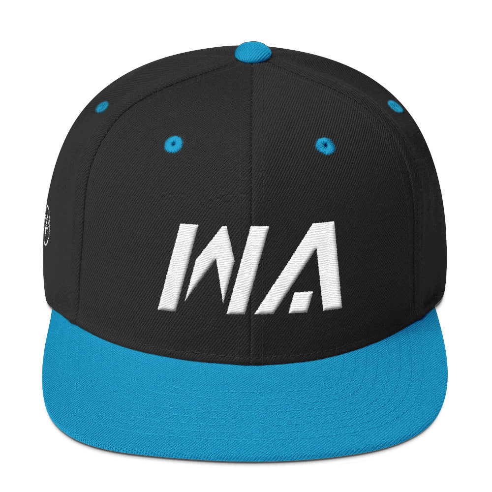 Washington - Flat Brim Hat - White Embroidery - WA - Many Hat Color Options Available