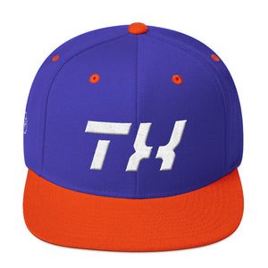 Texas - Flat Brim Hat - White Embroidery - TX - Many Hat Color Options Available