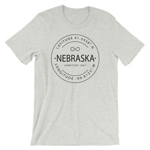 Nebraska - Short-Sleeve Unisex T-Shirt - Latitude & Longitude