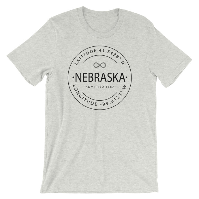 Nebraska - Short-Sleeve Unisex T-Shirt - Latitude & Longitude