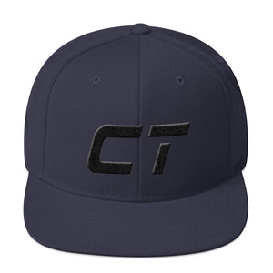 Connecticut - Flat Brim Hat - Black Embroidery - CT - Many Hat Color Options Available