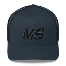 Mississippi - Mesh Back Trucker Cap - Black Embroidery - MS - Many Hat Color Options Available