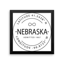 Nebraska - Framed Print - Latitude & Longitude