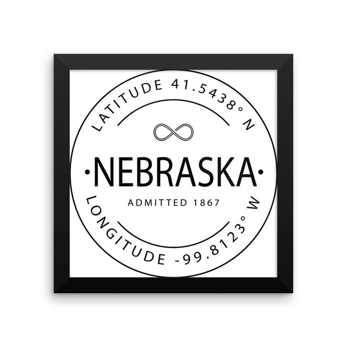 Nebraska - Framed Print - Latitude & Longitude