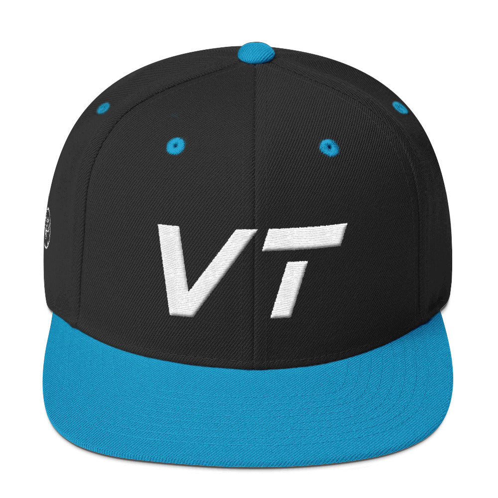 Vermont - Flat Brim Hat - White Embroidery - VT - Many Hat Color Options Available