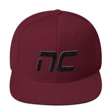 North Carolina - Flat Brim Hat - Black Embroidery - NC - Many Hat Color Options Available