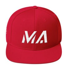 Massachusetts - Flat Brim Hat - White Embroidery - MA - Many Hat Color Options Available