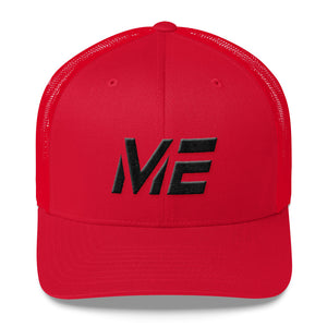 Maine - Mesh Back Trucker Cap - Black Embroidery - ME - Many Hat Color Options Available