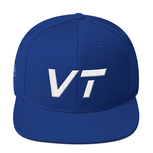 Vermont - Flat Brim Hat - White Embroidery - VT - Many Hat Color Options Available