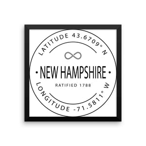 New Hampshire - Framed Print - Latitude & Longitude