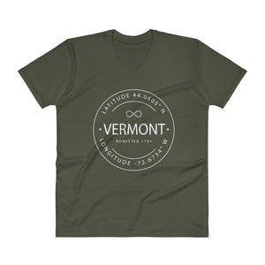 Vermont - V-Neck T-Shirt - Latitude & Longitude