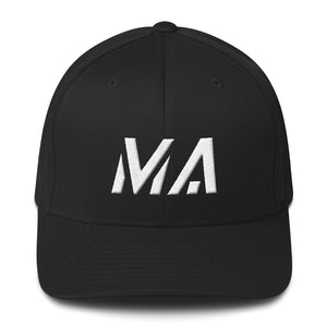 Massachusetts - Structured Twill Cap - White Embroidery - MA - Many Hat Color Options Available