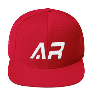 Arkansas - Flat Brim Hat - White Embroidery - AR - Many Hat Color Options Available