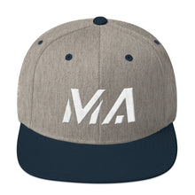 Massachusetts - Flat Brim Hat - White Embroidery - MA - Many Hat Color Options Available
