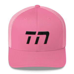 Tennessee - Mesh Back Trucker Cap - Black Embroidery - TN - Many Hat Color Options Available