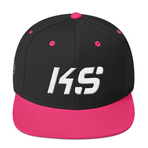 Kansas - Flat Brim Hat - White Embroidery - KS - Many Hat Color Options Available