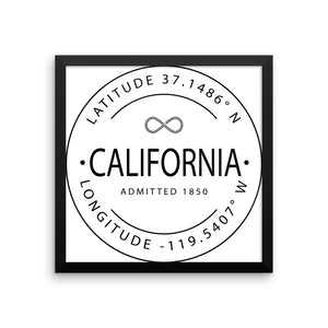 California - Framed Print - Latitude & Longitude