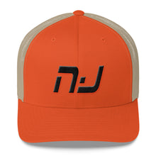 New Jersey - Mesh Back Trucker Cap - Black Embroidery - NJ - Many Hat Color Options Available