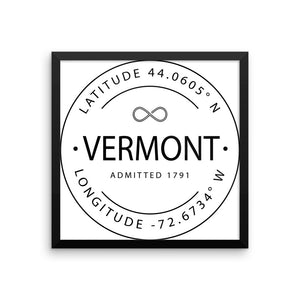 Vermont - Framed Print - Latitude & Longitude
