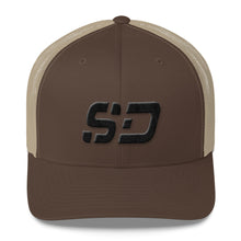 South Dakota - Mesh Back Trucker Cap - Black Embroidery - SD - Many Hat Color Options Available