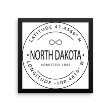 North Dakota - Framed Print - Latitude & Longitude