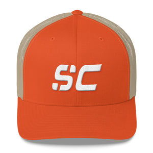 South Carolina - Mesh Back Trucker Cap - White Embroidery - SC - Many Hat Color Options Available