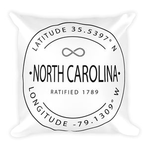 North Carolina - Throw Pillow - Latitude & Longitude
