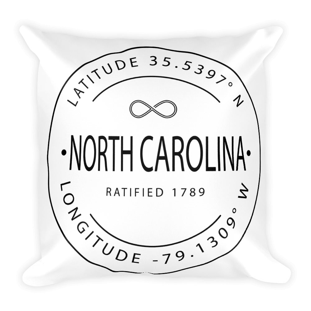 North Carolina - Throw Pillow - Latitude & Longitude