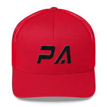 Pennsylvania - Mesh Back Trucker Cap - Black Embroidery - PA - Many Hat Color Options Available