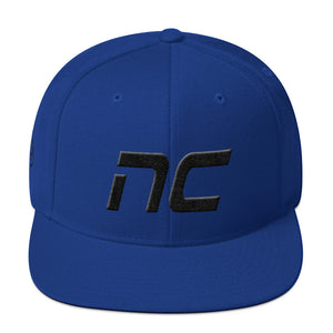 North Carolina - Flat Brim Hat - Black Embroidery - NC - Many Hat Color Options Available