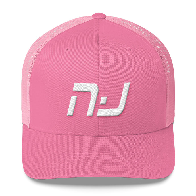 New Jersey - Mesh Back Trucker Cap - White Embroidery - NJ - Many Hat Color Options Available