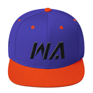 Washington - Flat Brim Hat - Black Embroidery - WA - Many Hat Color Options Available