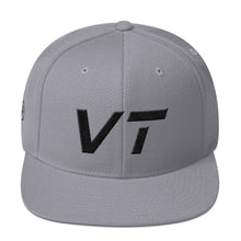 Vermont - Flat Brim Hat - Black Embroidery - VT - Many Hat Color Options Available