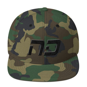 North Dakota - Flat Brim Hat - Black Embroidery - ND - Many Hat Color Options Available