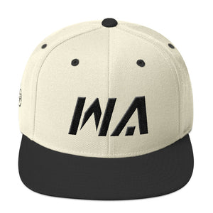 Washington - Flat Brim Hat - Black Embroidery - WA - Many Hat Color Options Available
