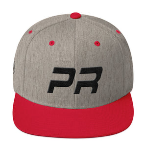 Puerto Rico - Flat Brim Hat - Black Embroidery - PR - Many Hat Color Options Available