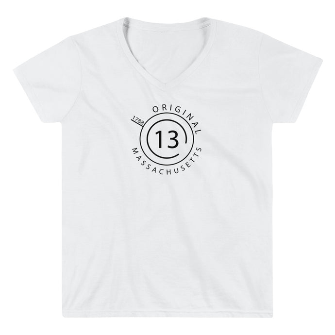 Massachusetts - Women's Casual V-Neck Shirt - Original 13