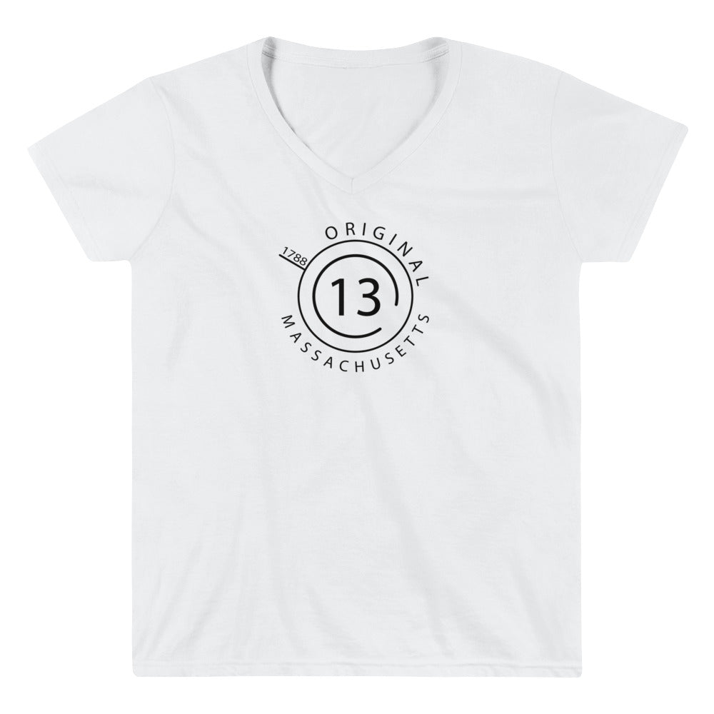 Massachusetts - Women's Casual V-Neck Shirt - Original 13