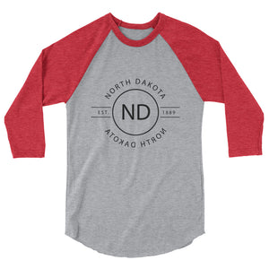 North Dakota - 3/4 Sleeve Raglan Shirt - Reflections
