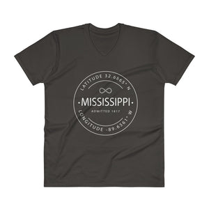 Mississippi - V-Neck T-Shirt - Latitude & Longitude
