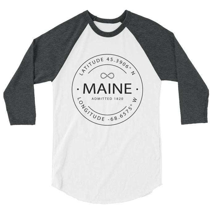 Maine - 3/4 Sleeve Raglan Shirt - Latitude & Longitude