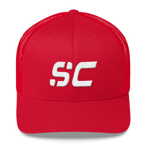 South Carolina - Mesh Back Trucker Cap - White Embroidery - SC - Many Hat Color Options Available