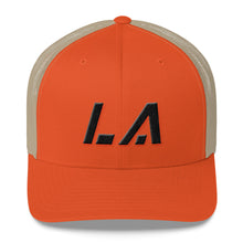 Louisiana - Mesh Back Trucker Cap - Black Embroidery - LA - Many Hat Color Options Available