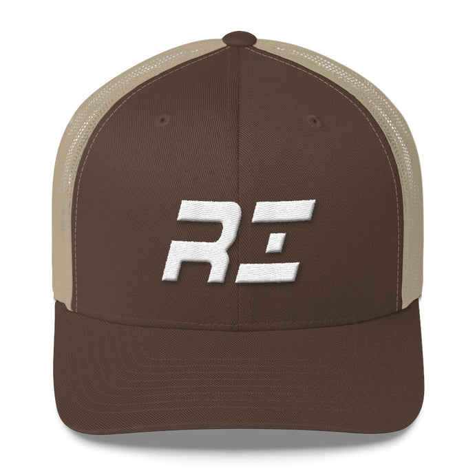 Rhode Island - Mesh Back Trucker Cap - White Embroidery - PA - Many Hat Color Options Available