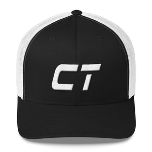 Connecticut - Mesh Back Trucker Cap - White Embroidery - CT - Many Hat Color Options Available