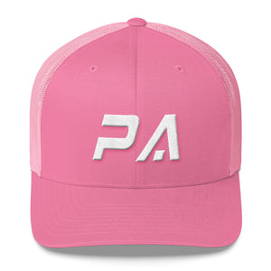 Pennsylvania - Mesh Back Trucker Cap - White Embroidery - PA - Many Hat Color Options Available
