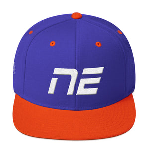 Nebraska - Flat Brim Hat - White Embroidery - NE - Many Hat Color Options Available