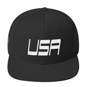 USA Designs - Embroidered Flat Brim, Snapback Hat - USA