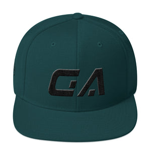 Georgia - Flat Brim Hat - Black Embroidery - GA - Many Hat Color Options Available