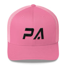 Pennsylvania - Mesh Back Trucker Cap - Black Embroidery - PA - Many Hat Color Options Available